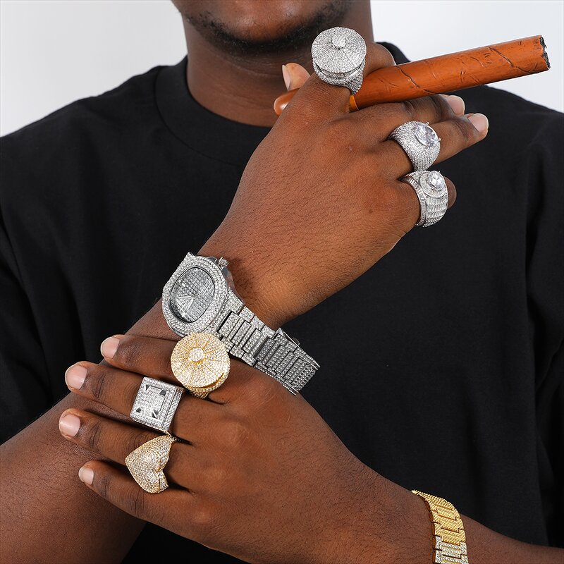 Hip Hop Jewelry Ring Manufacturer - Heart Star Cross Moon Shape Cuban Big