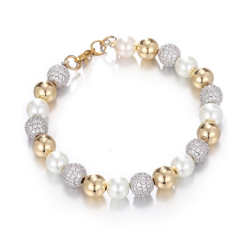 Imitation Pearl Chain Hip Hop Set Manufacturer - Gold Plated Iced Out Diamond