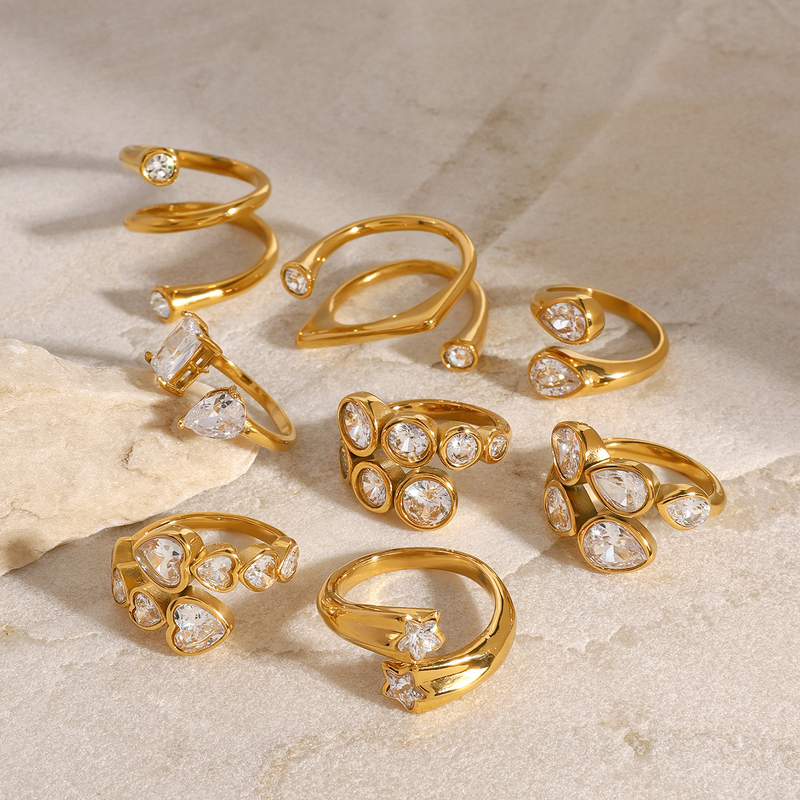 High-End Titanium Steel Rings Manufacturer - 18K Gold Stainless Steel with Zircon