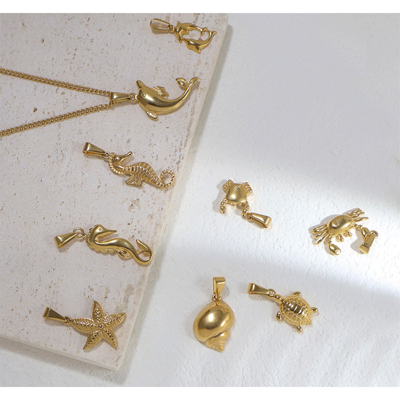 DIY Beach Jewelry Pendant Factory - Stainless Steel Gold Plated Ocean Charm