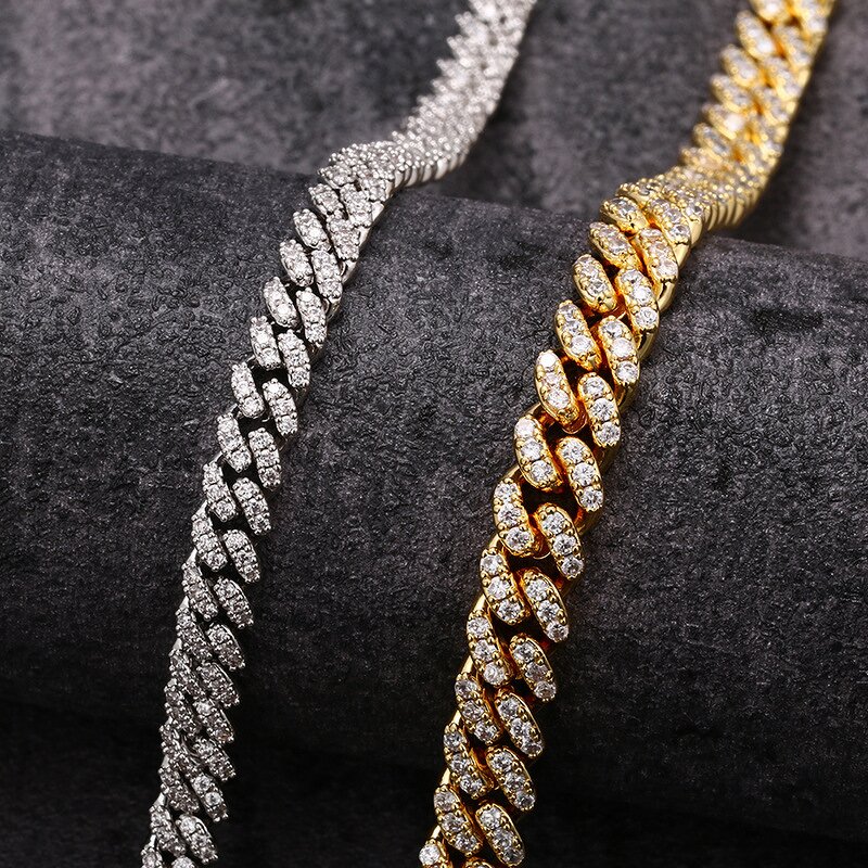 Hip Hop Icy Jewelry Necklace Factory - Prong Cuban Link Chain 925 Silver Vermeil