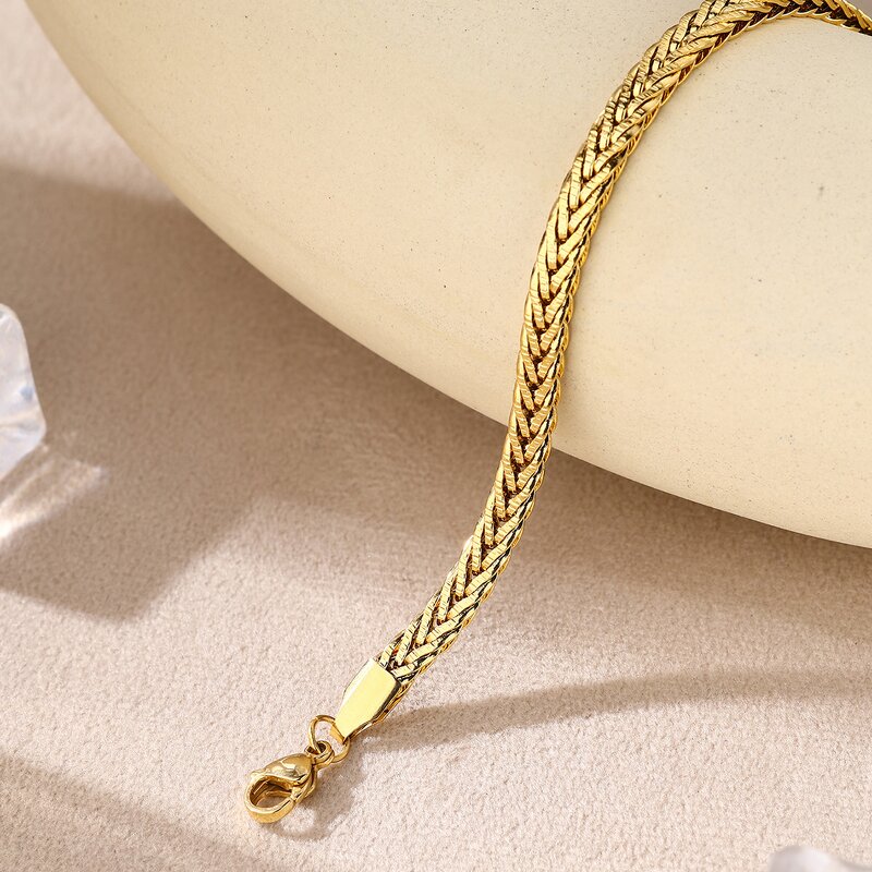 Luxury Bracelets Jewelry Factory - 316L Stainless Steel 18K Gold Plated Braided