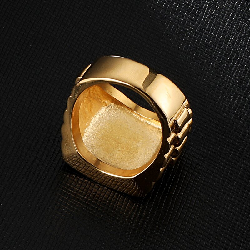 Stainless Steel Maple Leaf Ring Manufacturer - 20mm Gold Pattern for Men Women