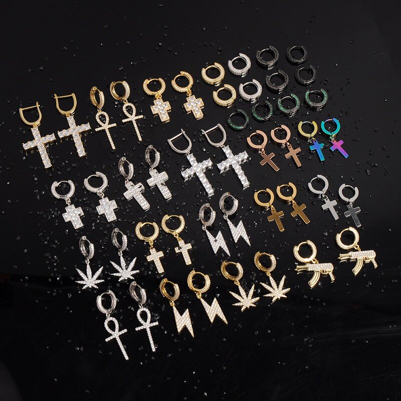 Brass AAA Cubic Zircon Stud Earring Factory - Bling Iced Out Full Paved