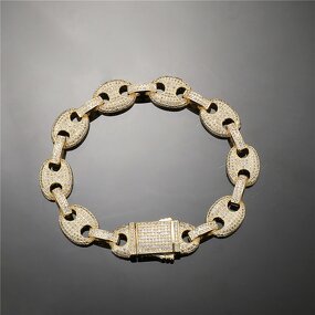 Hip Hop Jewelry Baguette Cuban Chain Set Factory - 12mm Coffee Bean Cuban Chain