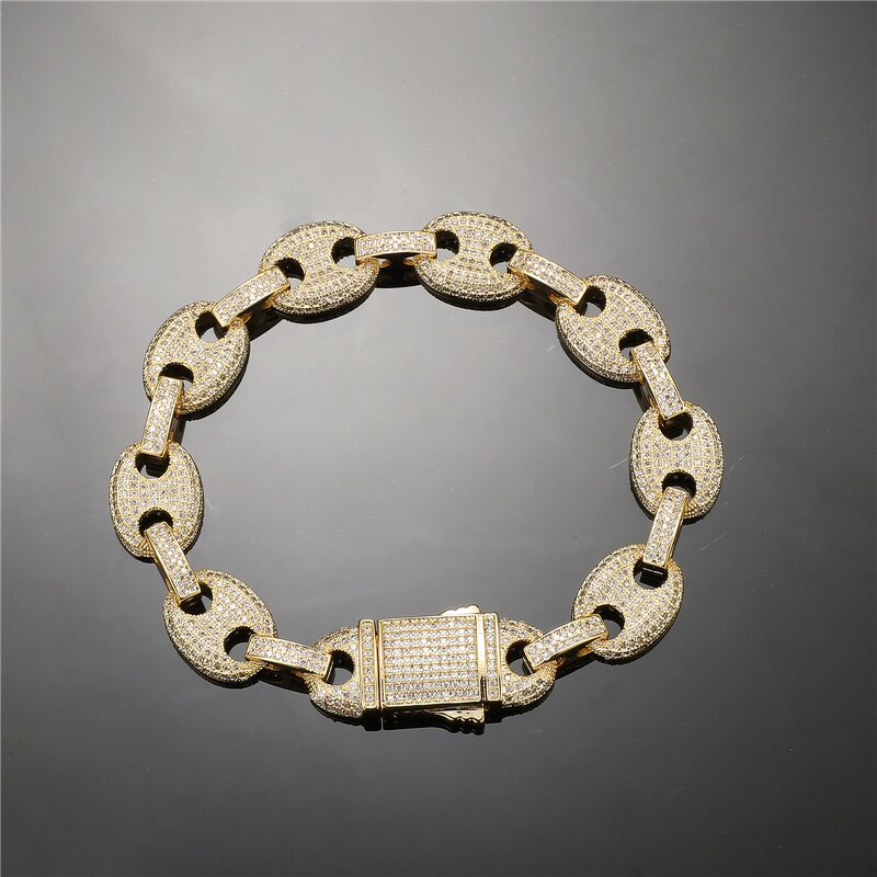 Hip Hop Jewelry Baguette Cuban Chain Set Factory - 12mm Coffee Bean Cuban Chain