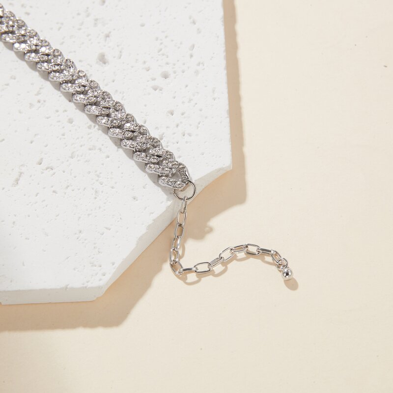 Summer Icy Silver Diamond Anklets Factory - Cuban Cluster Gemstone for Women