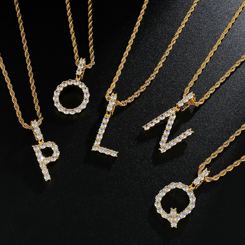 Brass Custom Name Necklace Manufacturer - A-Z Iced Out Letters for Men Hip Hop