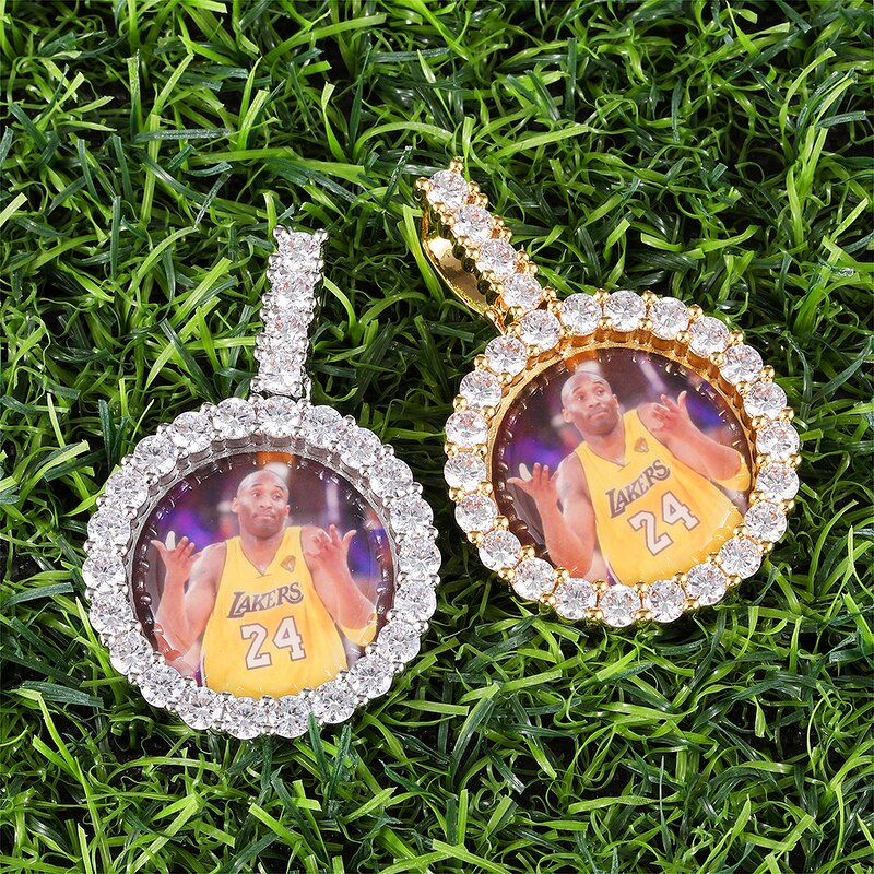 Hip Hop Custom Circle Picture Necklace Factory - Iced Cubic Zirconia Round Photo