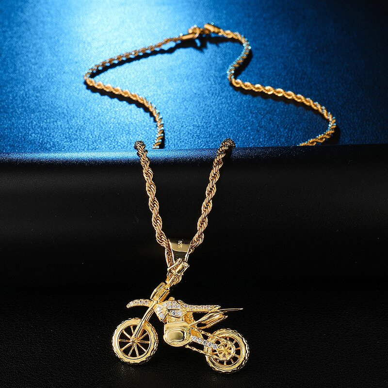 Brass Motorcycle Pendant Manufacturer - Iced Out Hip Hop Necklace for Men