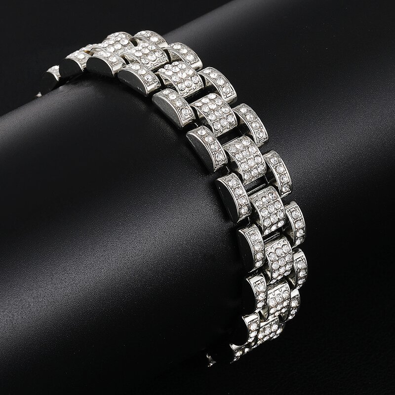 Yellow Gold Watch Link Bracelets Factory - 15mm Miami Chain for Men Wholesale