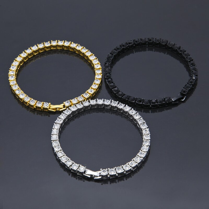 Single Row Rhinestone Bracelet Manufacturer - 5mm Iced Out Tennis Charm Hip Hop