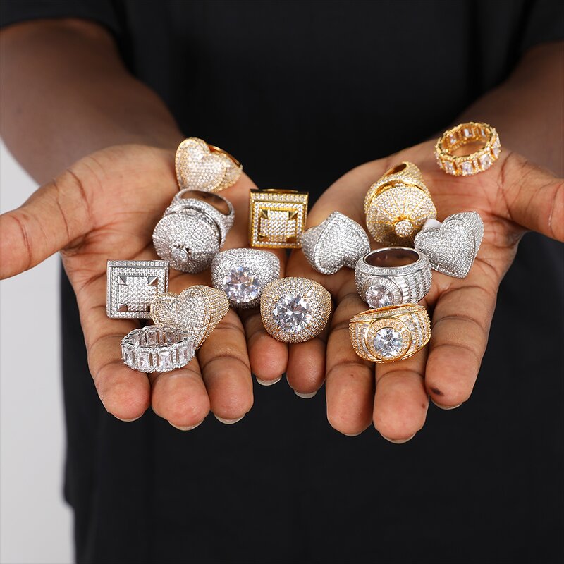 Hip Hop Jewelry Ring Manufacturer - Heart Star Cross Moon Shape Cuban Big