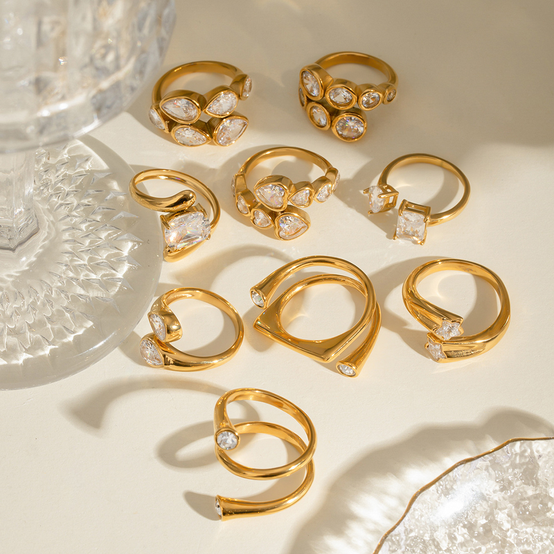 High-End Titanium Steel Rings Manufacturer - 18K Gold Stainless Steel with Zircon