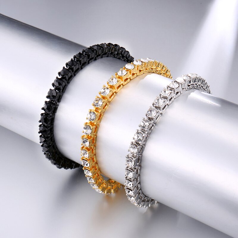 Single Row Rhinestone Bracelet Manufacturer - 5mm Iced Out Tennis Charm Hip Hop