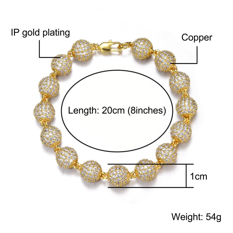 Diamond Bead Chain Jewelry Set Manufacturer - 6-10mm Brass Iced Out CZ Hip Hop