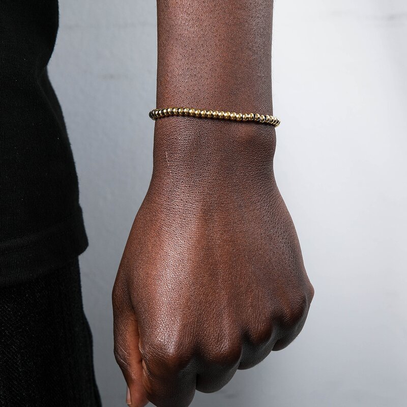 Fashion Beaded Bracelets Manufacturer - Non Tarnish Gold Plated 4mm Bead