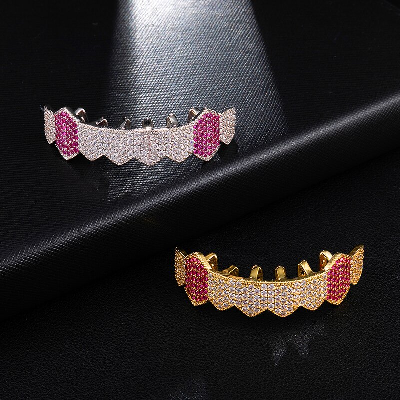 Double Zirconia Caps Grillz Factory - Two Teeth Top for Men Rapper Wholesale