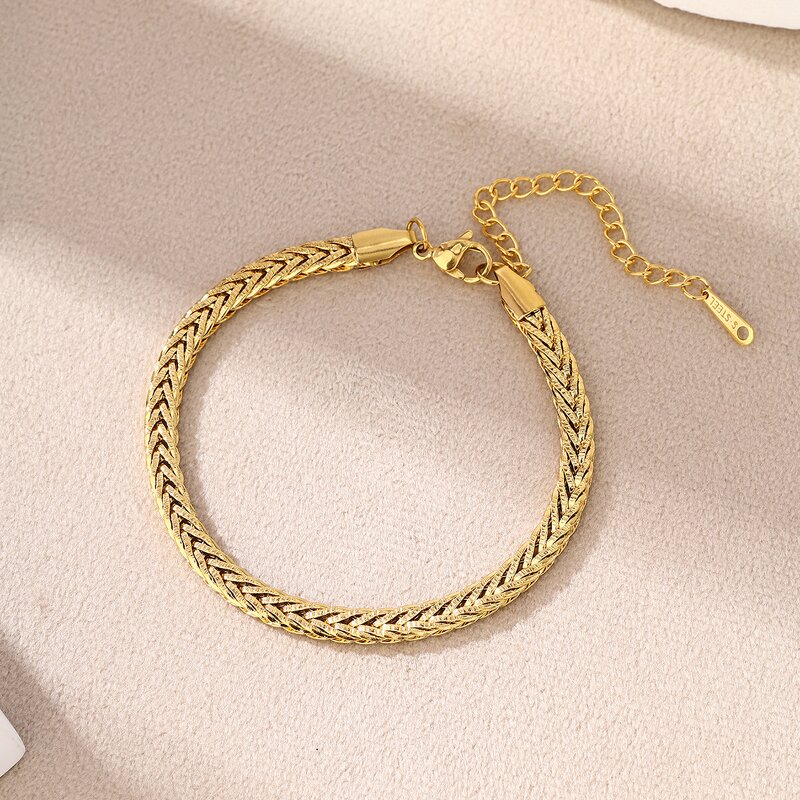 Luxury Bracelets Jewelry Factory - 316L Stainless Steel 18K Gold Plated Braided