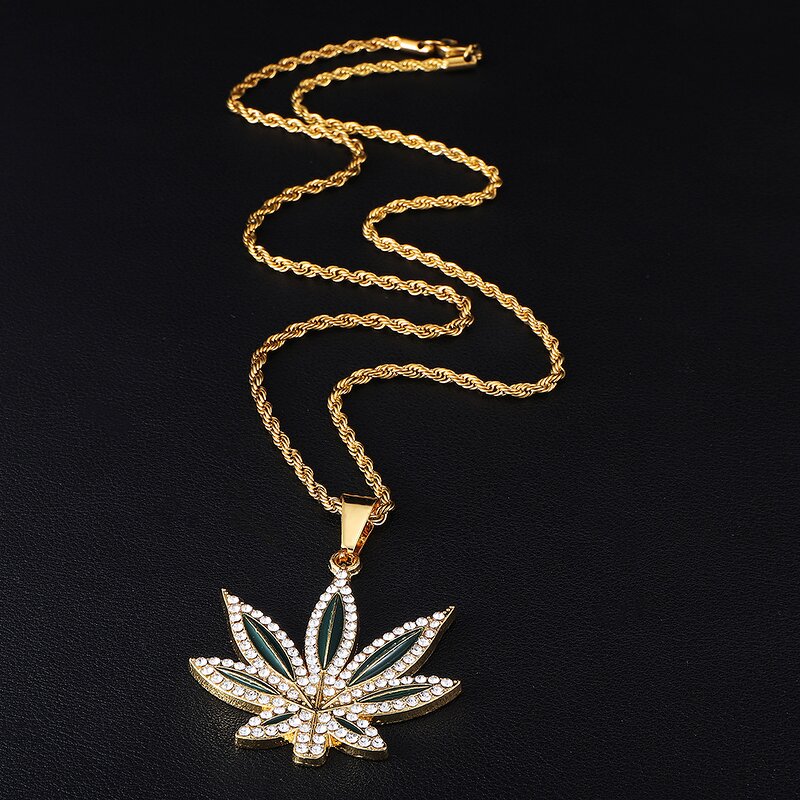 18k Gold Plated Maple Leaf Pendant Factory - Iced Out Hip Hop for Men