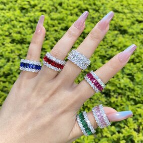 Luxury Jewelry Ring Factory - 8A Cubic Zirconia Icy Ruby Diamond Colored Gemstone