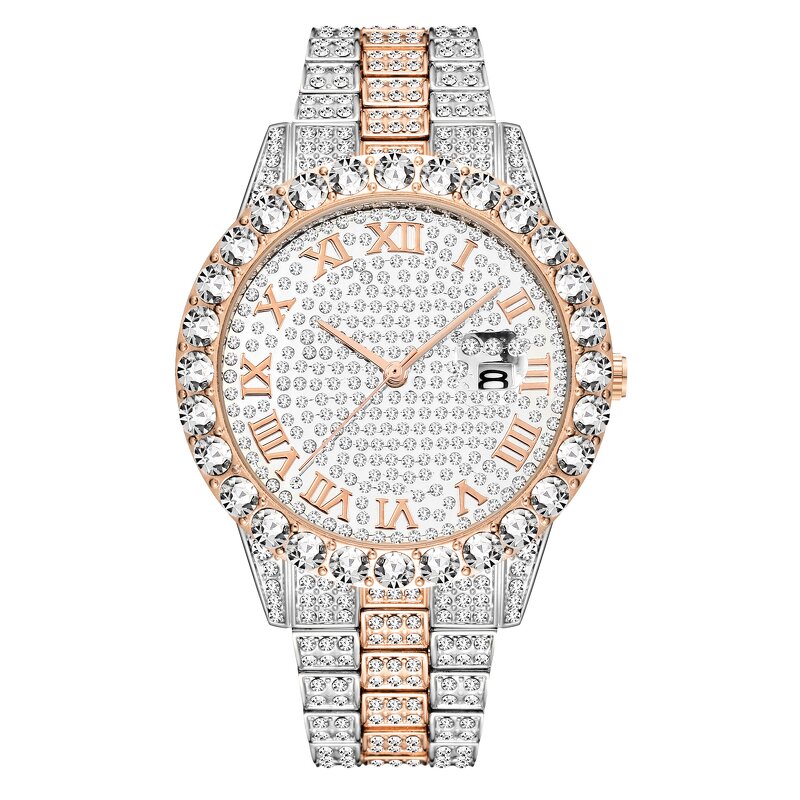 Iced Out Crystal Watches Manufacturer - Stainless Steel Roman Numerals