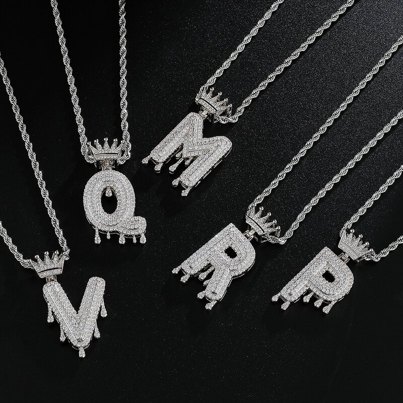 Hip Hop Jewelry Alphabet Pendant Manufacturer - Iced Out CZ A-Z Single Crown Bail