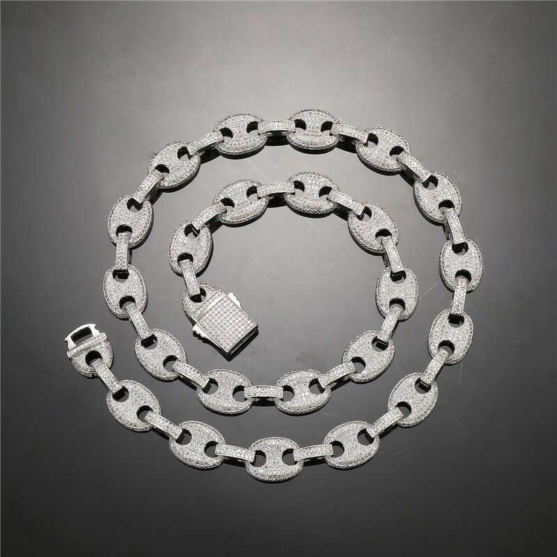 Hip Hop Jewelry Baguette Cuban Chain Set Factory - 12mm Coffee Bean Cuban Chain