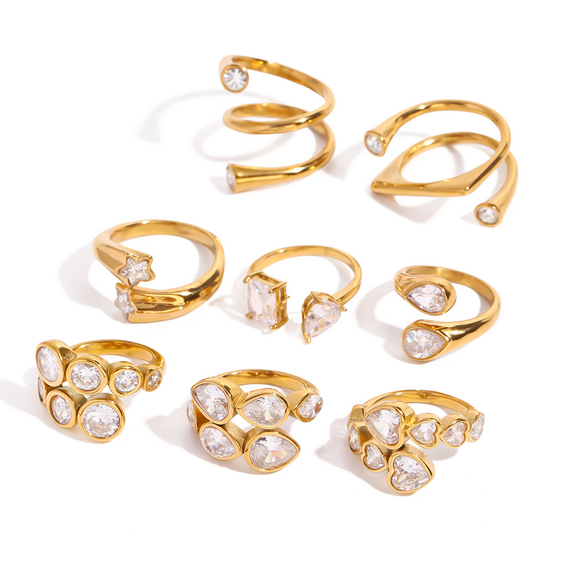 High-End Titanium Steel Rings Manufacturer - 18K Gold Stainless Steel with Zircon