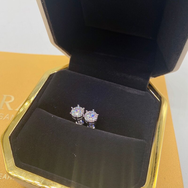 Sterling Silver Vermeil Moissanite Earrings Factory - Iced Out VVS S925 Diamond