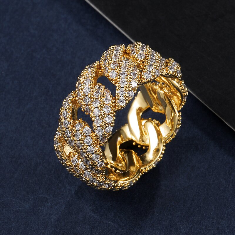 Brass Cuban Ring Factory - 10mm Iced Out AAA+ Zircon High Quality