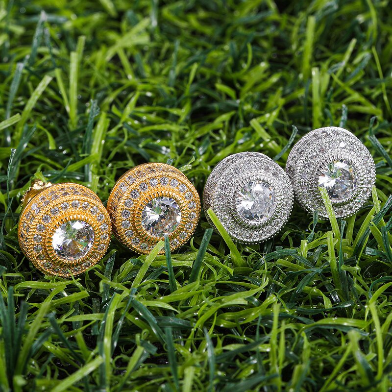 Sustainable Luxury Jewelry Manufacturer - Bulk Hip Hop Round Stud Earrings