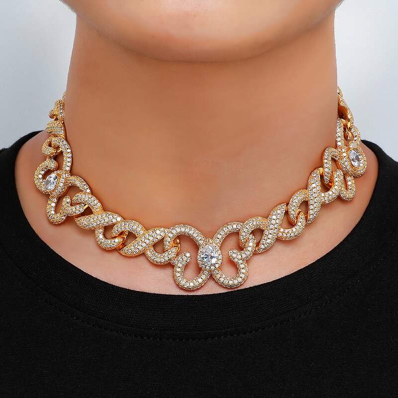 Iced Out Miami Cuban Butterfly Necklace Factory - 15mm Gold Silver Chain