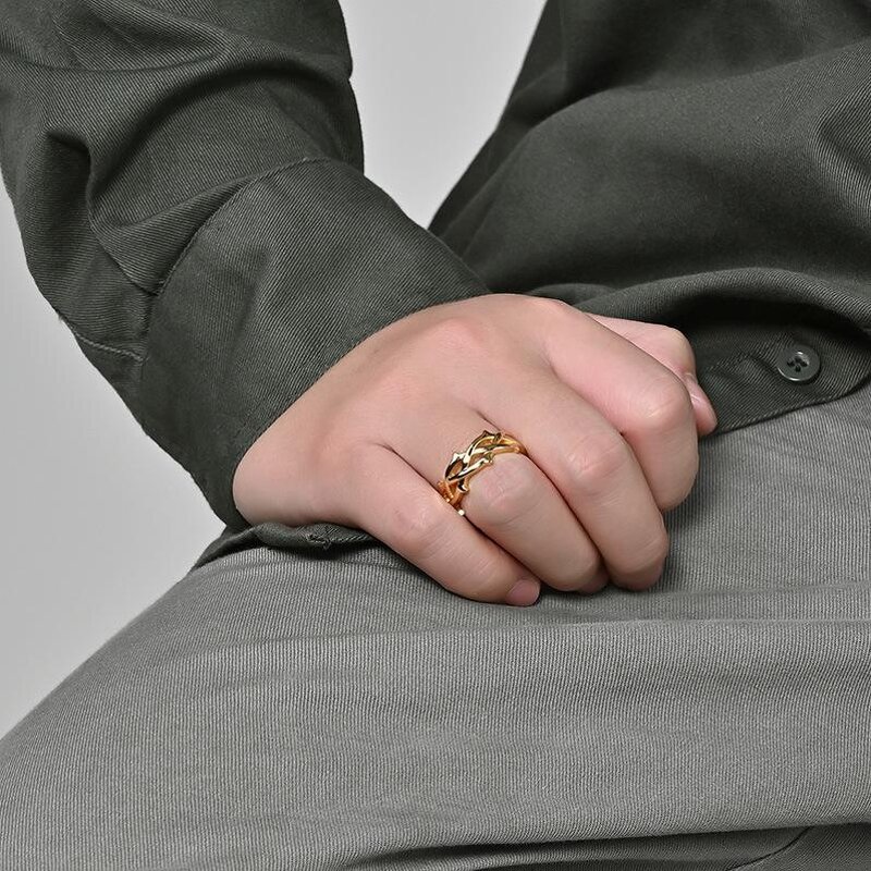 Gothic Stainless Steel Ring Factory - Gold Plated Crown of Thorns for Men