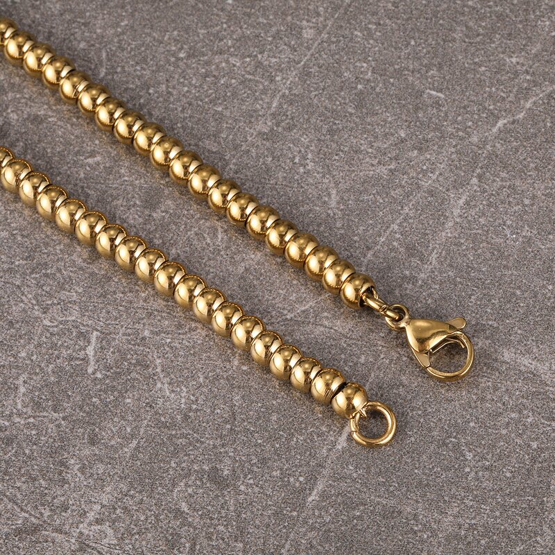 Fashion Beaded Bracelets Manufacturer - Non Tarnish Gold Plated 4mm Bead