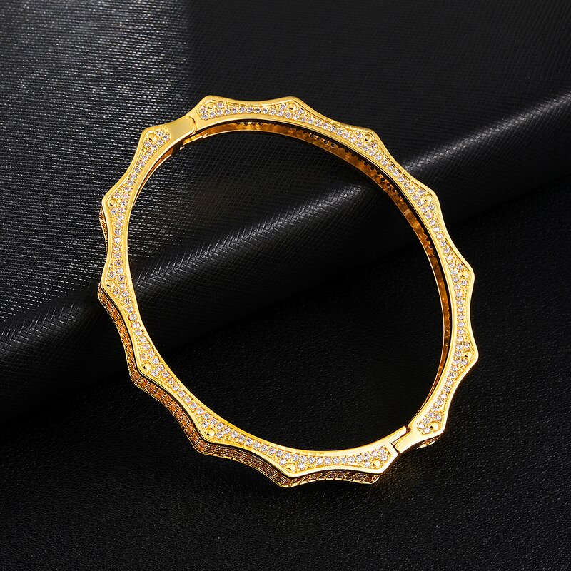 Iced Out Wave Cuff Bangle Factory - CZ Zircon Plated Hip Hop Luxury