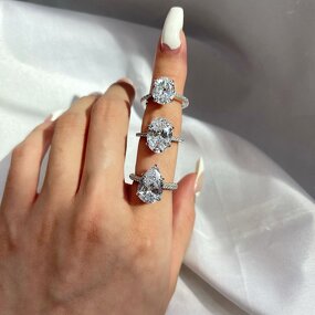 Rhodium Plated Iced Out Luxury Ring Factory - 5A CZ Zircon Heart Diamond Wedding