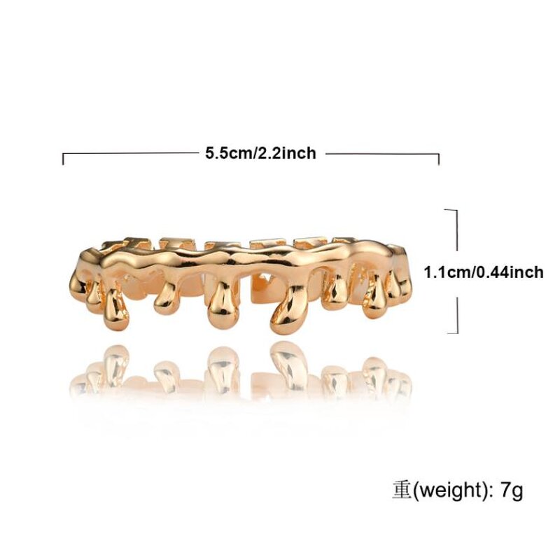 Hip Hop Grillz Manufacturer - Double Zirconia 18k Gold Plated Drop Shape