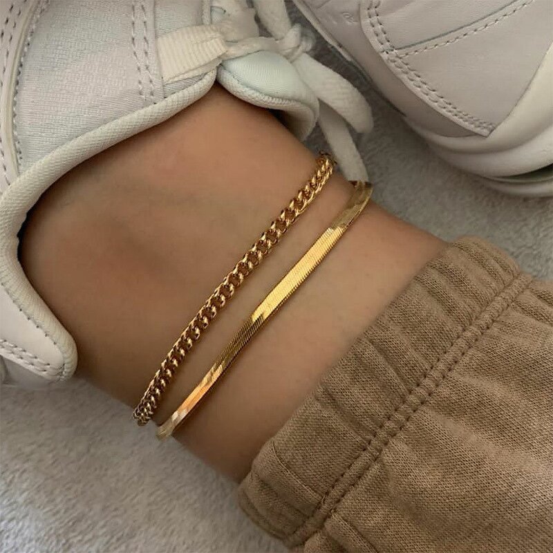 18K Gold Filled Charm Anklets Manufacturer - Adjustable Curb Foot Jewelry