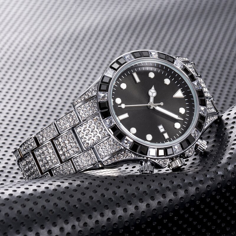 Quartz Watch Factory - Hip Hop Style Light Blue Purple Crystal Iced