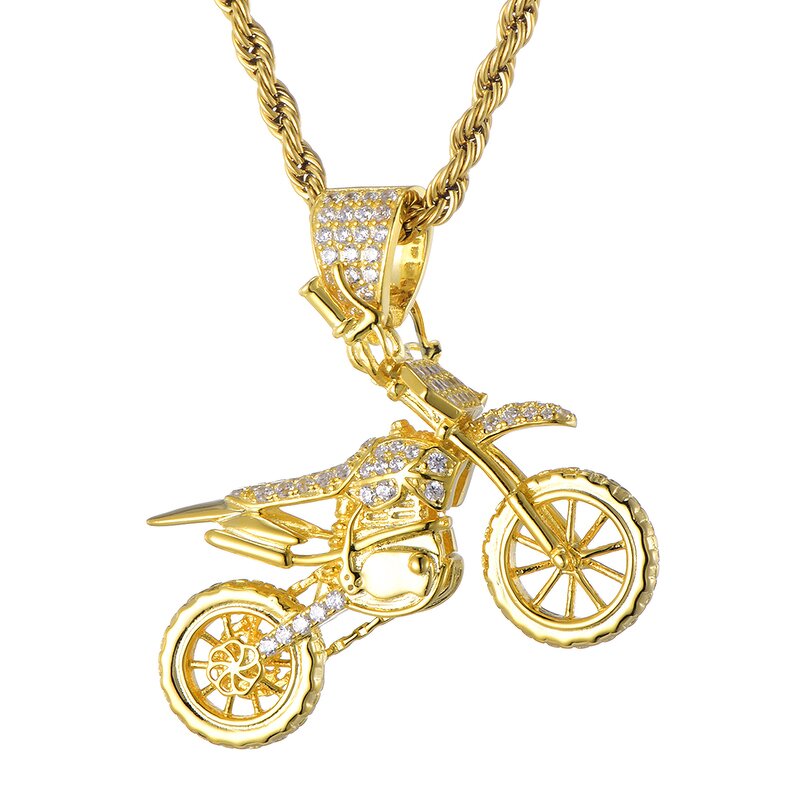 Brass Motorcycle Pendant Manufacturer - Iced Out Hip Hop Necklace for Men