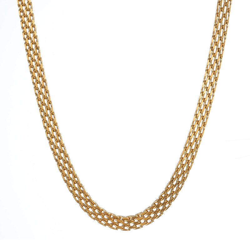 Stainless Steel Couple Necklace Jewelry Factory - Men's Statement Flat Mesh Chain