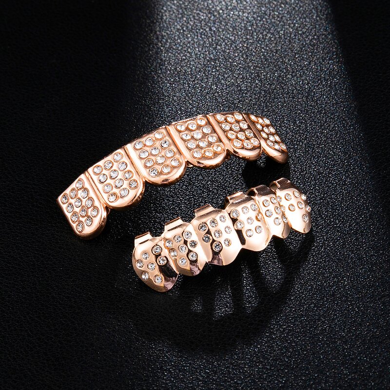 Double Zirconia Grillz Manufacturer - Two Teeth Top for Men Rapper Wholesale