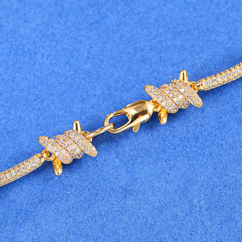 Iced Out Barb Wire Bracelet Manufacturer - 8mm Wire Chain Hip Hop for Men