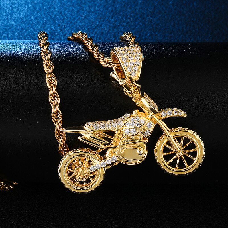 Brass Motorcycle Pendant Manufacturer - Iced Out Hip Hop Necklace for Men