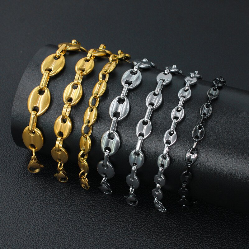 Stainless Steel Coffee Beans Bracelet Factory - 8-13mm Link Chain for Men Fashion