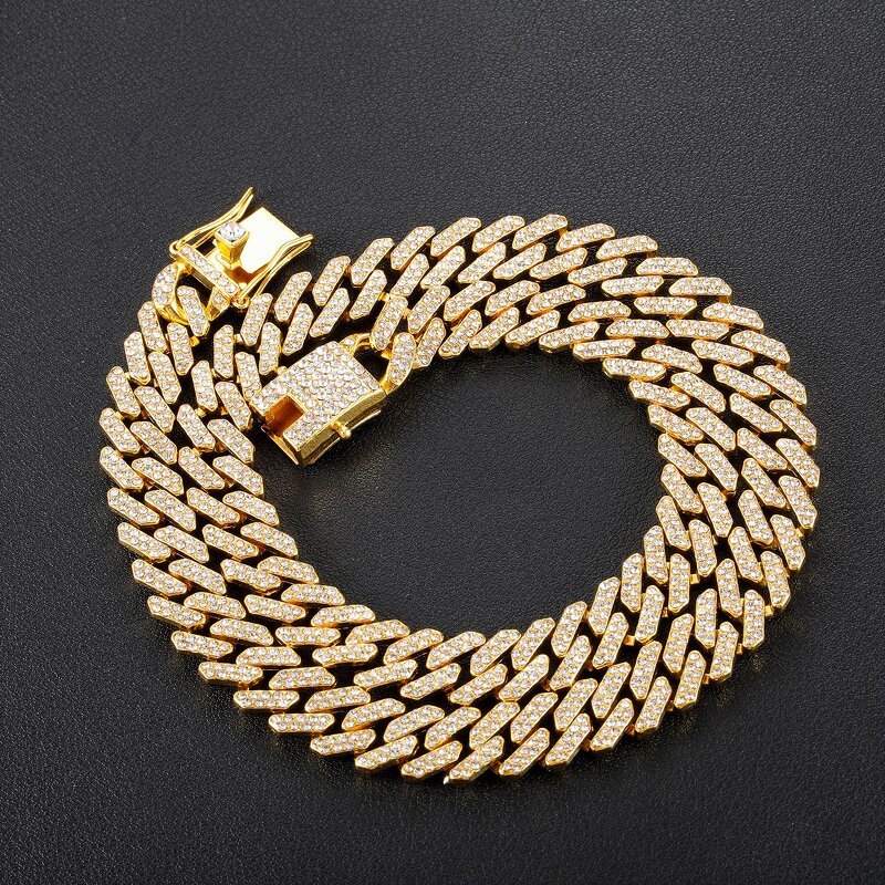 18K Gold Plated Cuban Chain Set Manufacturer - 12mm Ice CZ Crystal Necklace