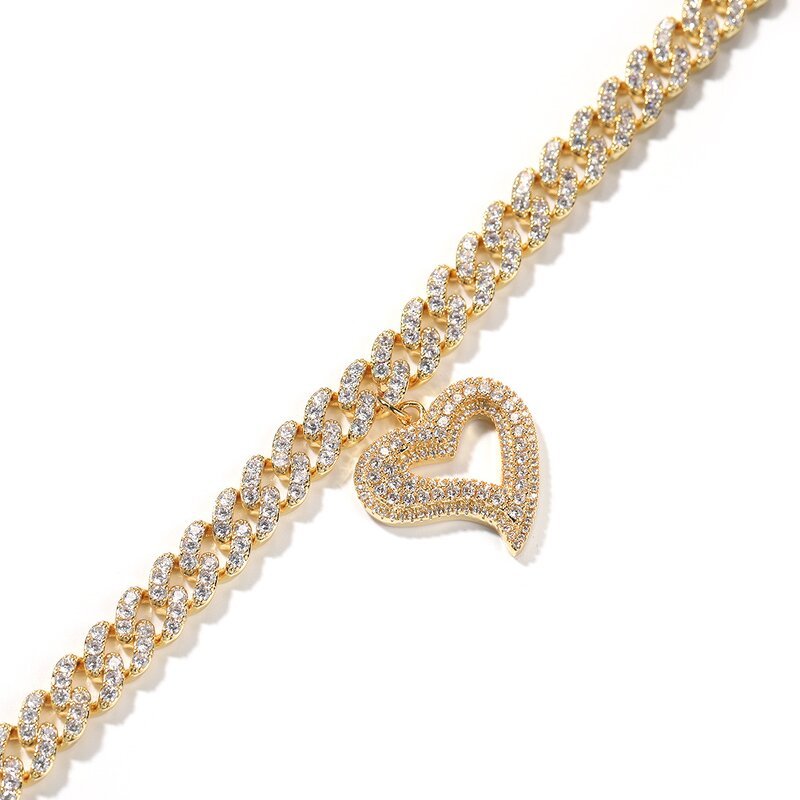Summer Gold Plated Cuban Anklets Factory - Icy Cubic Zircon Diamond Foot