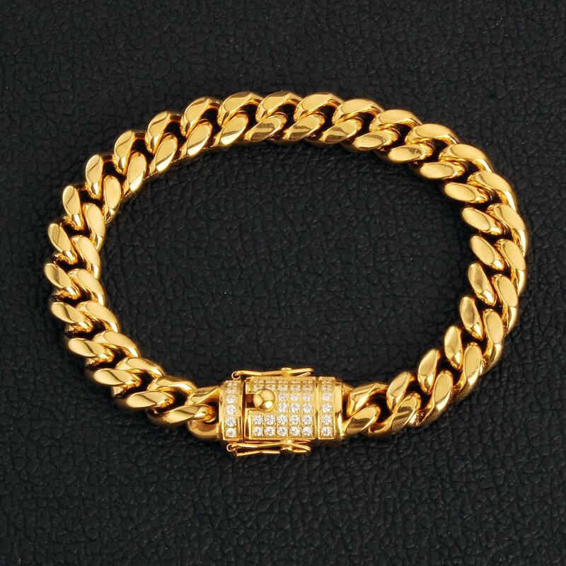 Iced Out Clasp Bracelet Manufacturer - 316L Stainless Steel Hip Hop for Men