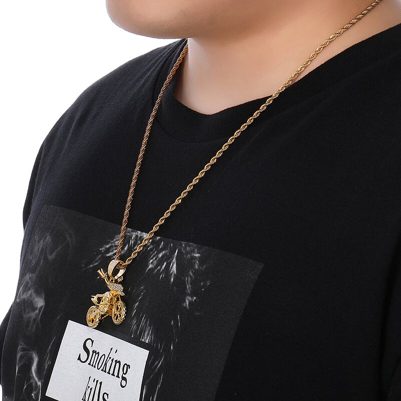 Brass Motorcycle Pendant Manufacturer - Iced Out Hip Hop Necklace for Men